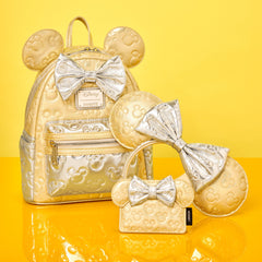 minnie mouse exclusive metallic gold & silver quilted mini backpack