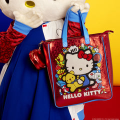 sanrio hello kitty 50th anniversary metallic tote crossbody bag with coin bag