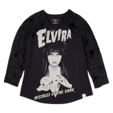 elvira, mistress of the dark glow unisex raglan tee