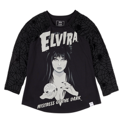 elvira, mistress of the dark glow unisex raglan tee