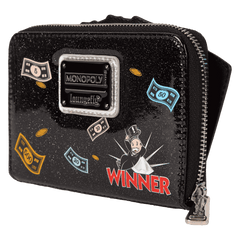 monopoly 90th anniversary money glitter zip around wallet