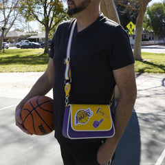 nba los angeles lakers patch icons crossbody bag