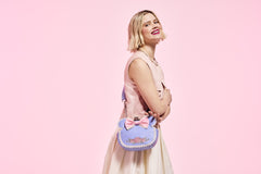 minnie mouse floral and lace kisslock crossbody bag