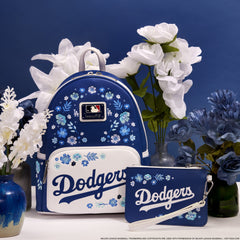 mlb los angeles dodgers floral card holder wristlet clutch