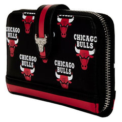 nba chicago bulls logo zip around wallet