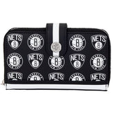nba brooklyn nets logo zip around wallet