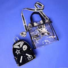 nfl dallas cowboys clear convertible backpack & tote crossbody stadium bag