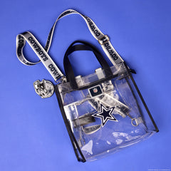 nfl dallas cowboys clear convertible backpack & tote crossbody stadium bag