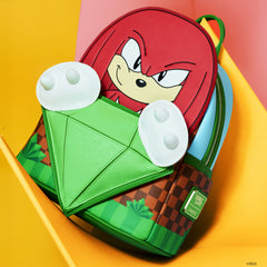 sonic the hedgehog limited edition knuckles emerald glitter mini backpack