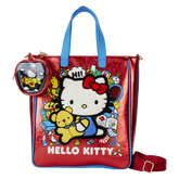 sanrio hello kitty 50th anniversary metallic tote crossbody bag with coin bag