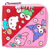 sanrio hello kitty & friends color block zip around wallet