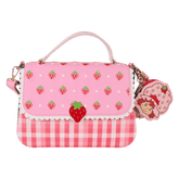 strawberry shortcake denim gingham crossbody bag with coin bag