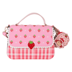 strawberry shortcake denim gingham crossbody bag with coin bag