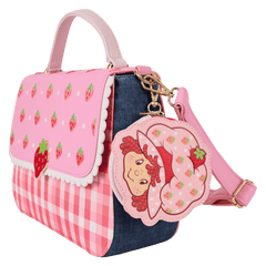 strawberry shortcake denim gingham crossbody bag with coin bag