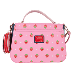 strawberry shortcake denim gingham crossbody bag with coin bag