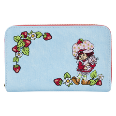 strawberry shortcake denim zip around wallet