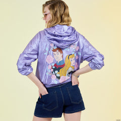 sleeping beauty princess aurora & prince phillip floral half-zip unisex windbreaker jacket