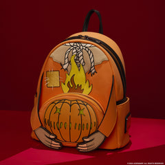 trick 'r treat flaming pumpkin head sam light up glow mini backpack