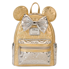 minnie mouse exclusive metallic gold & silver quilted mini backpack