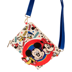 mickey & friends classic all-over print refillable stationery zip around crossbody journal