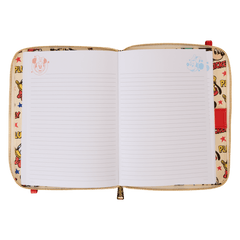 mickey & friends classic all-over print refillable stationery zip around crossbody journal