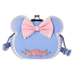minnie mouse floral and lace kisslock crossbody bag