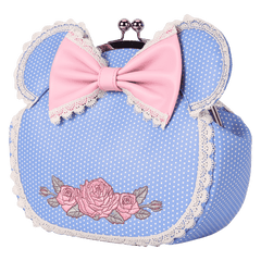 minnie mouse floral and lace kisslock crossbody bag