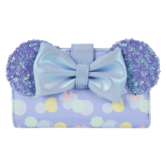 minnie mouse exclusive iridescent all-over print sequin ear flap wallet