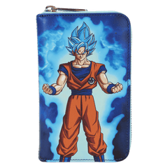 dragon ball exclusive goku & vegeta super saiyan blue glow zip around wallet