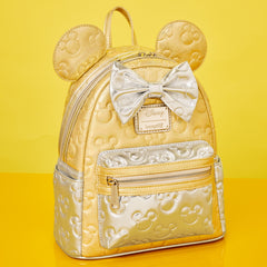 minnie mouse exclusive metallic gold & silver quilted mini backpack