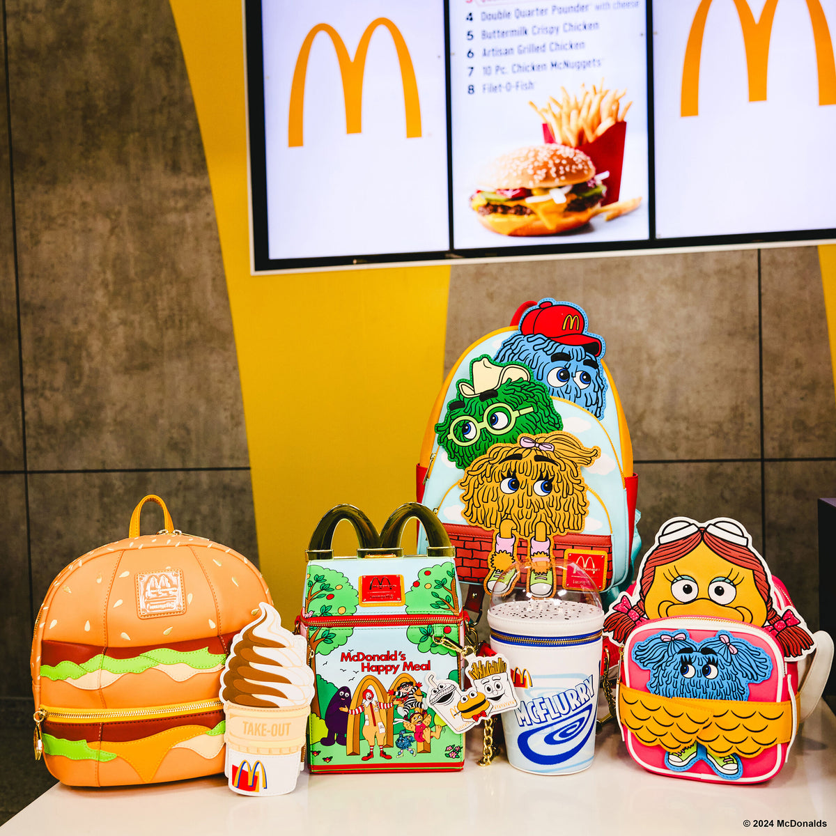 mcdonald's vintage fry kids triple pocket mini backpack