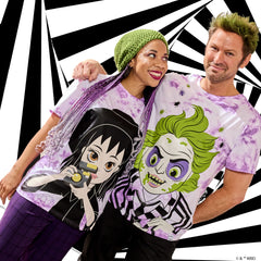 beetlejuice & lydia deetz reversible tie-dye unisex tee
