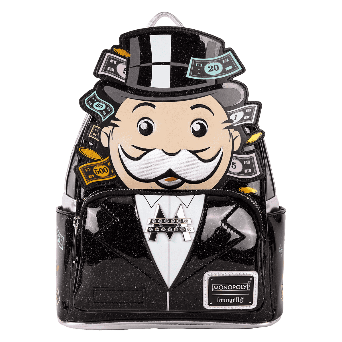monopoly 90th anniversary pennybags glitter cosplay mini backpack