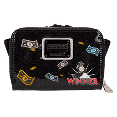 monopoly 90th anniversary money glitter zip around wallet