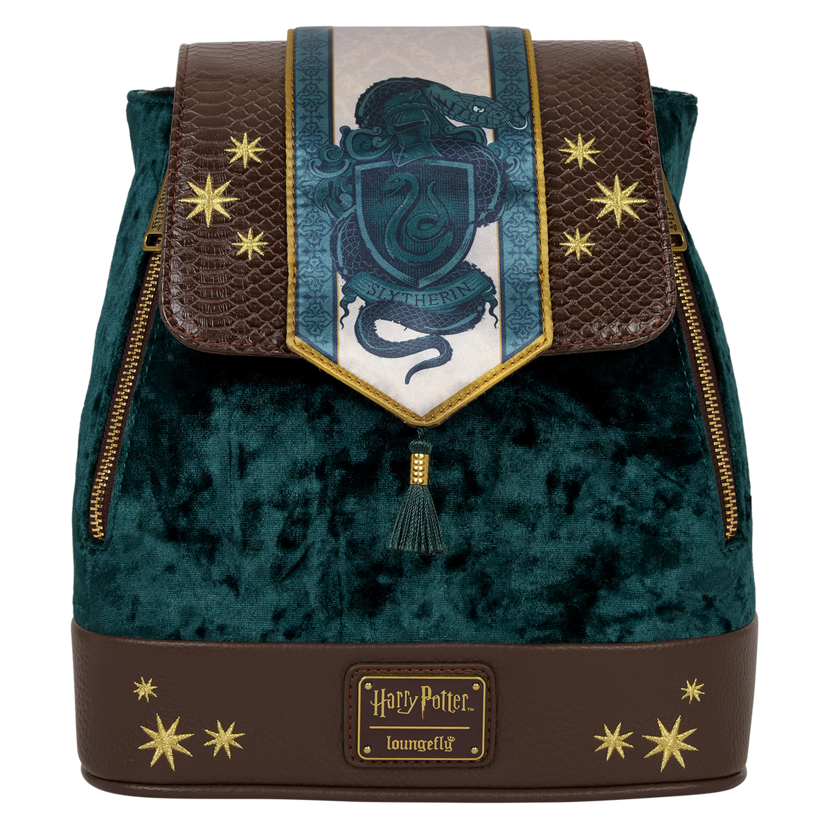 exclusive harry potter slytherin banner velvet mini backpack