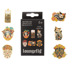 loungefly día de los muertos glow mystery box pin