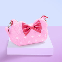 minnie mouse exclusive hearts strawberry scented sherpa crossbody bag