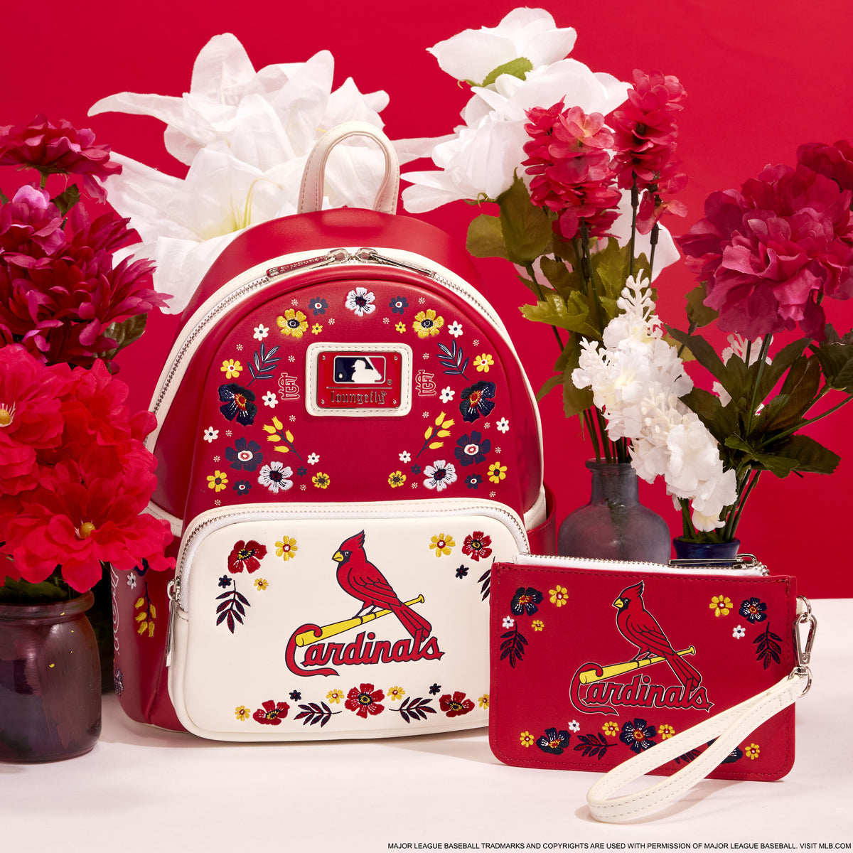 mlb st. louis cardinals floral mini backpack