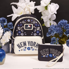 mlb new york yankees floral card holder wristlet clutch