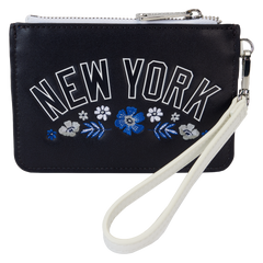 mlb new york yankees floral card holder wristlet clutch