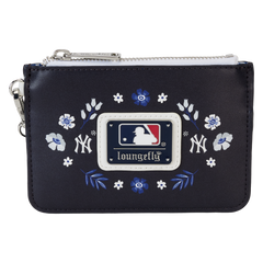 mlb new york yankees floral card holder wristlet clutch