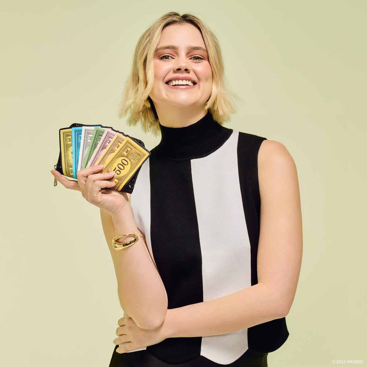 monopoly 90th anniversary money glitter zip around wallet