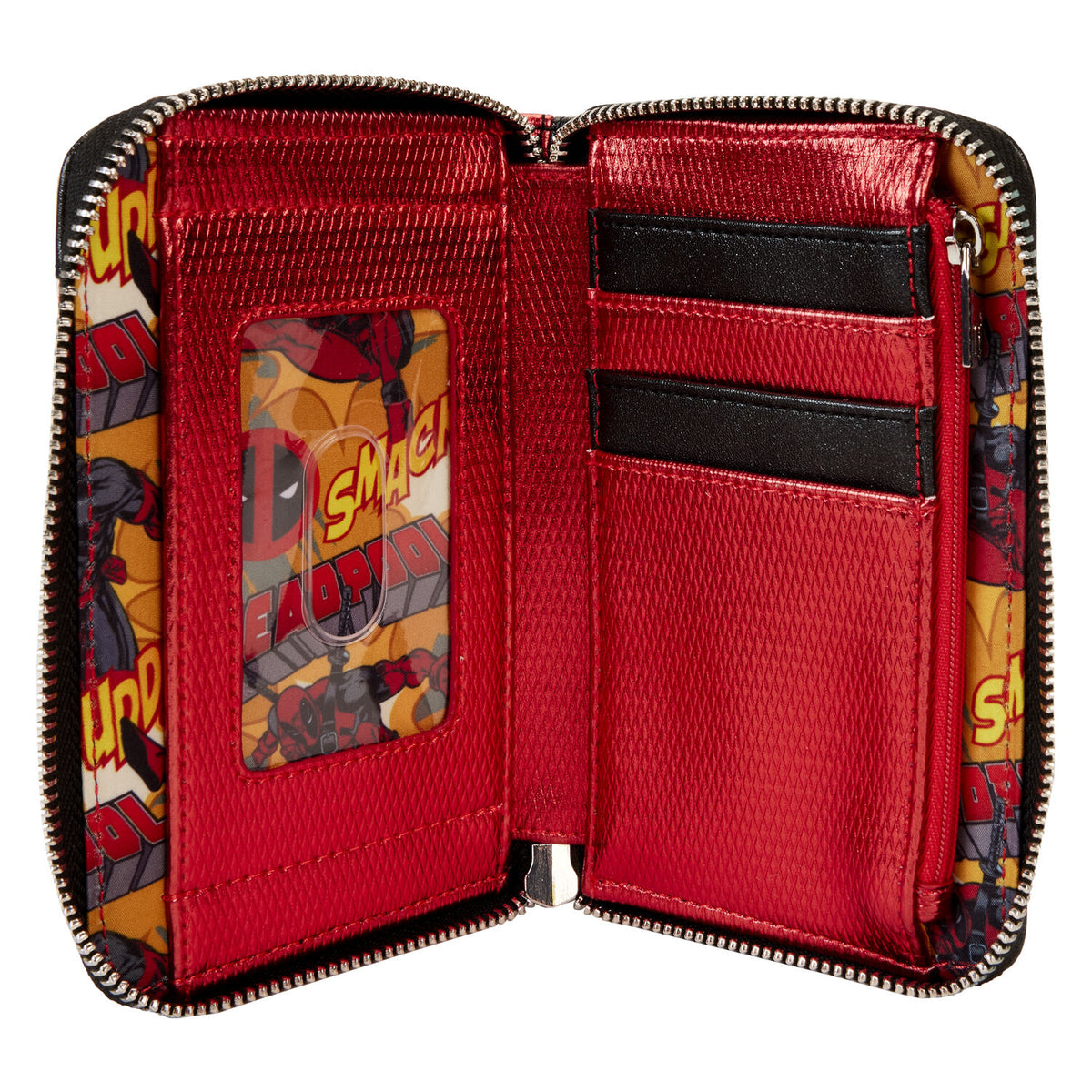 marvel metallic deadpool cosplay zip around wallet