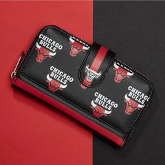 nba chicago bulls logo zip around wallet