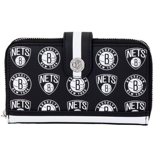 nba brooklyn nets logo zip around wallet