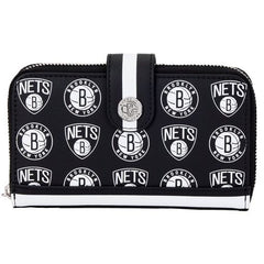 nba brooklyn nets logo zip around wallet