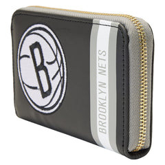 nba brooklyn nets patch icons zip around wallet