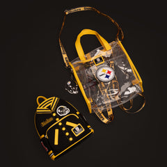 nfl pittsburgh steelers clear convertible backpack & tote crossbody stadium bag