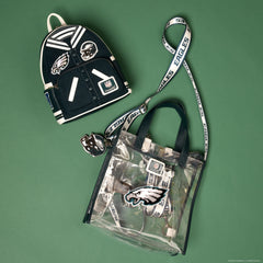 nfl philadelphia eagles clear convertible backpack & tote crossbody stadium bag