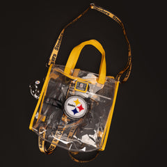 nfl pittsburgh steelers clear convertible backpack & tote crossbody stadium bag